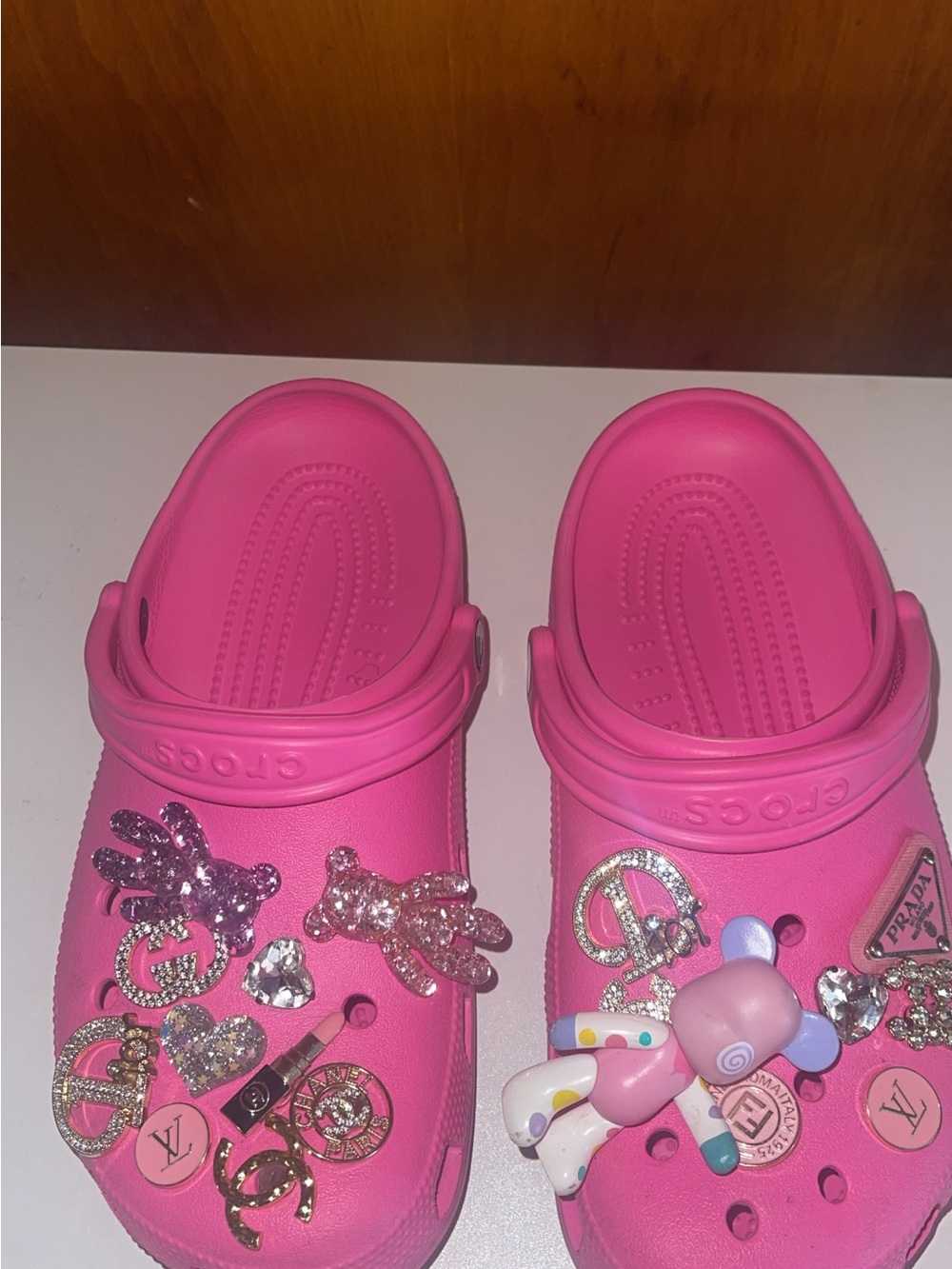 Pink Crocs w/ Luxury Glam Rhinestones Charms| Designer Inspired Jibbitz | Womens
